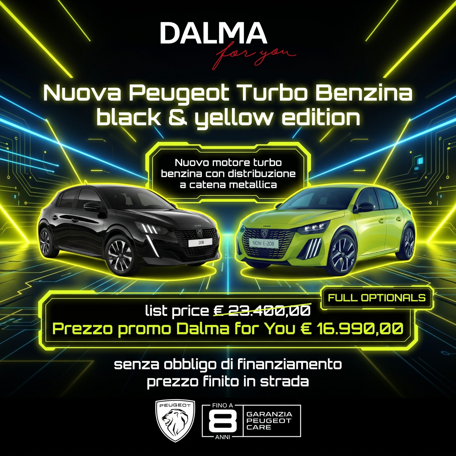 Peugeot 208 Turbo 100 Black & Yellow Edition in promozione da Dalma For You Peugeot 208 Turbo 100 Black & Yellow Edition in promozione da Dalma For You